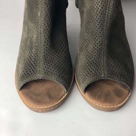 Toms Majorca Suede Perforated Peep Toe Ankle Boots 9 - Picture 4 of 11